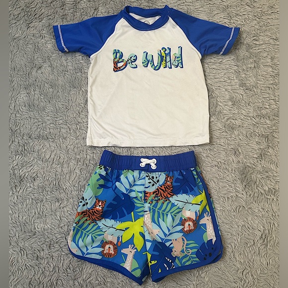 “Be Wild” matching swim top and shorts, Size 18M - Picture 1 of 7